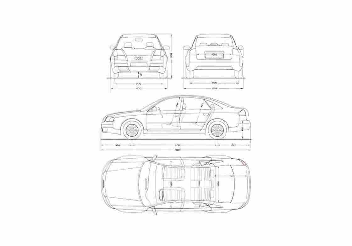 Blueprint Audi A6 C5 Sedan 1996 A4 Photo Print
