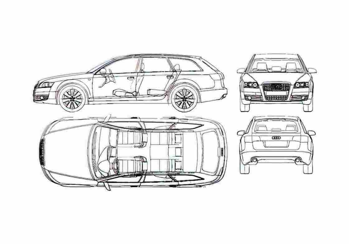 Blueprint Audi A6 C6 Avant Wagon 2005 A4 Photo Print