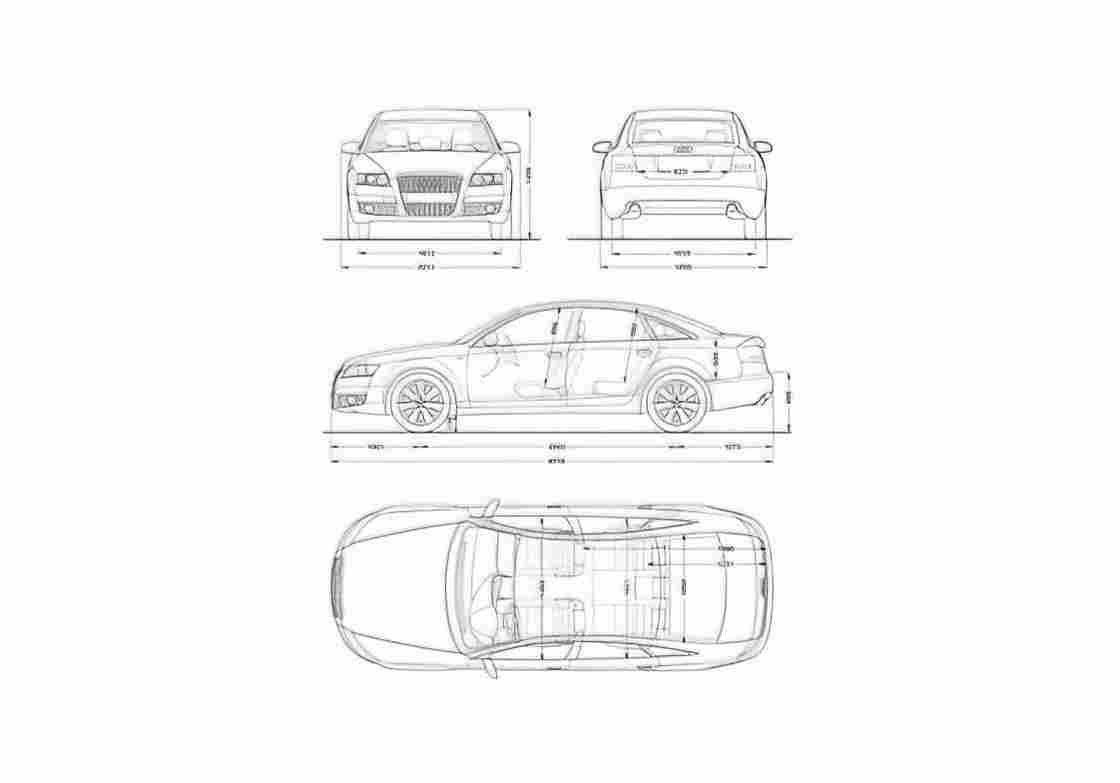 Blueprint Audi A6 C6 Sedan 2008 A4 Photo Print