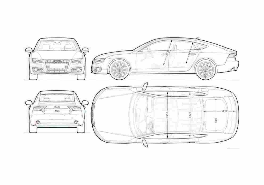 Blueprint Audi A7 Sportback Hatchback 2010 A4 Photo Print