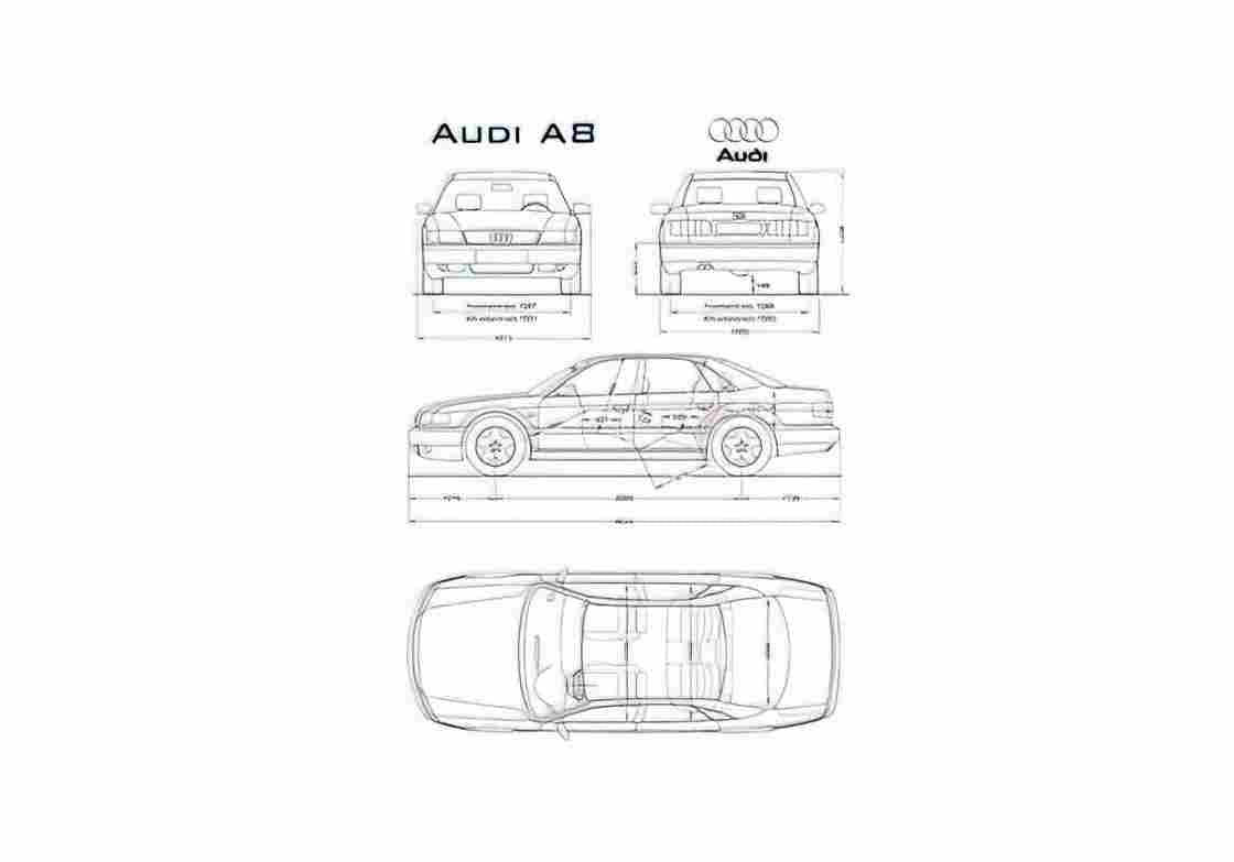 Blueprint Audi A8 D2 Typ 4D) Sedan 1994 A4 Photo Print