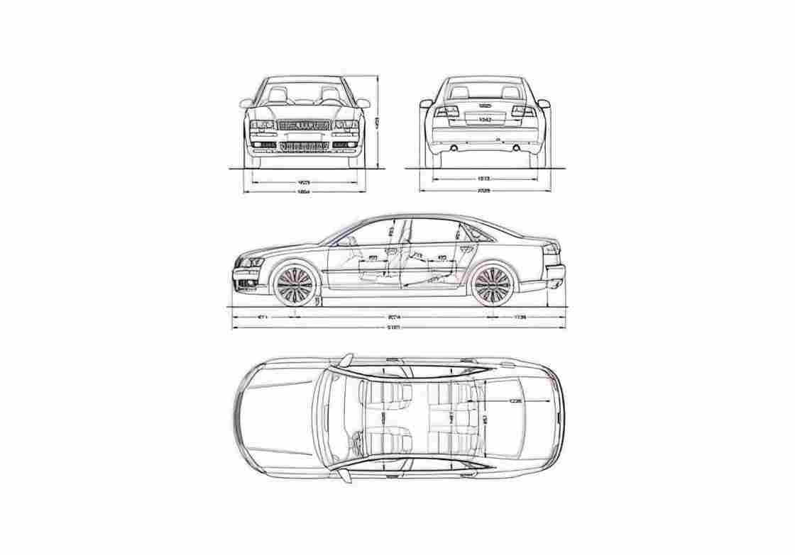 Blueprint Audi A8 D3 Typ 4E) L Sedan 2008 A4 Photo Print