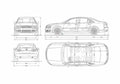 Blueprint Audi A8 D3 Typ 4E) Sedan 2003 A4 Photo Print