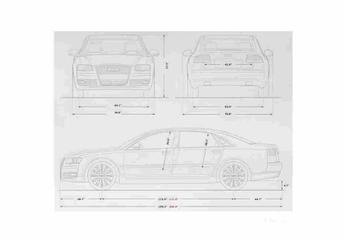 Blueprint Audi A8 D3 Typ 4E) Sedan 2009 A4 Photo Print