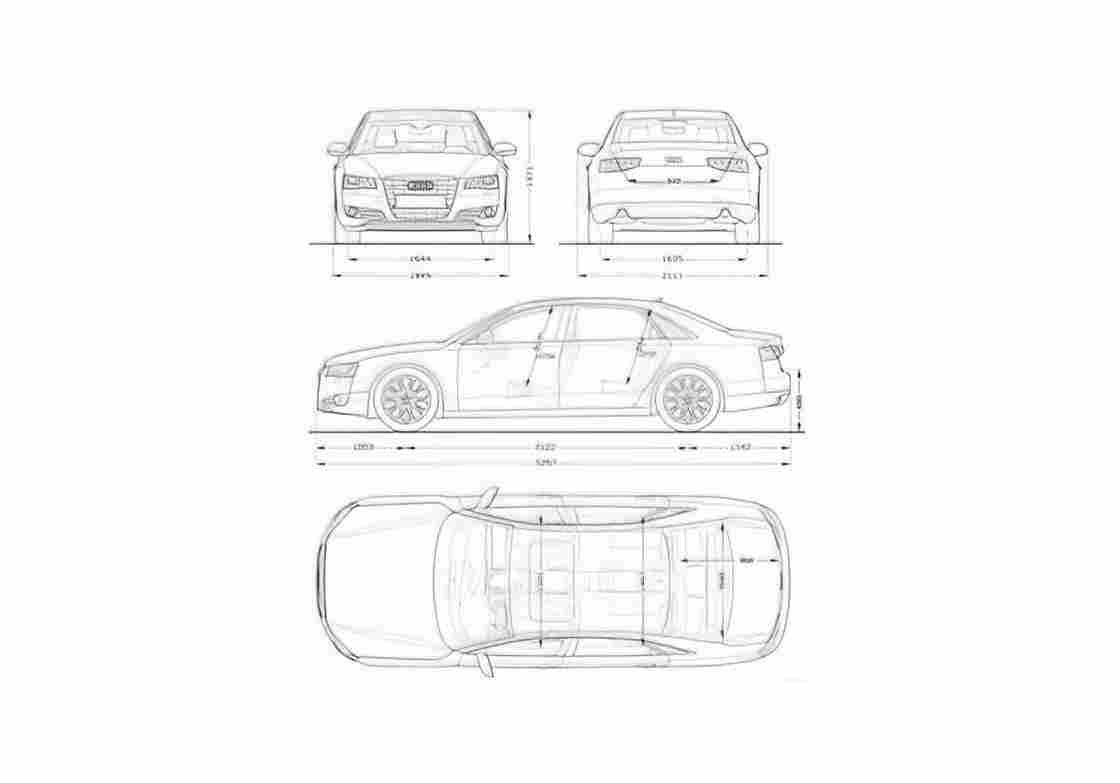 Blueprint Audi A8L Sedan 2010 A4 Photo Print