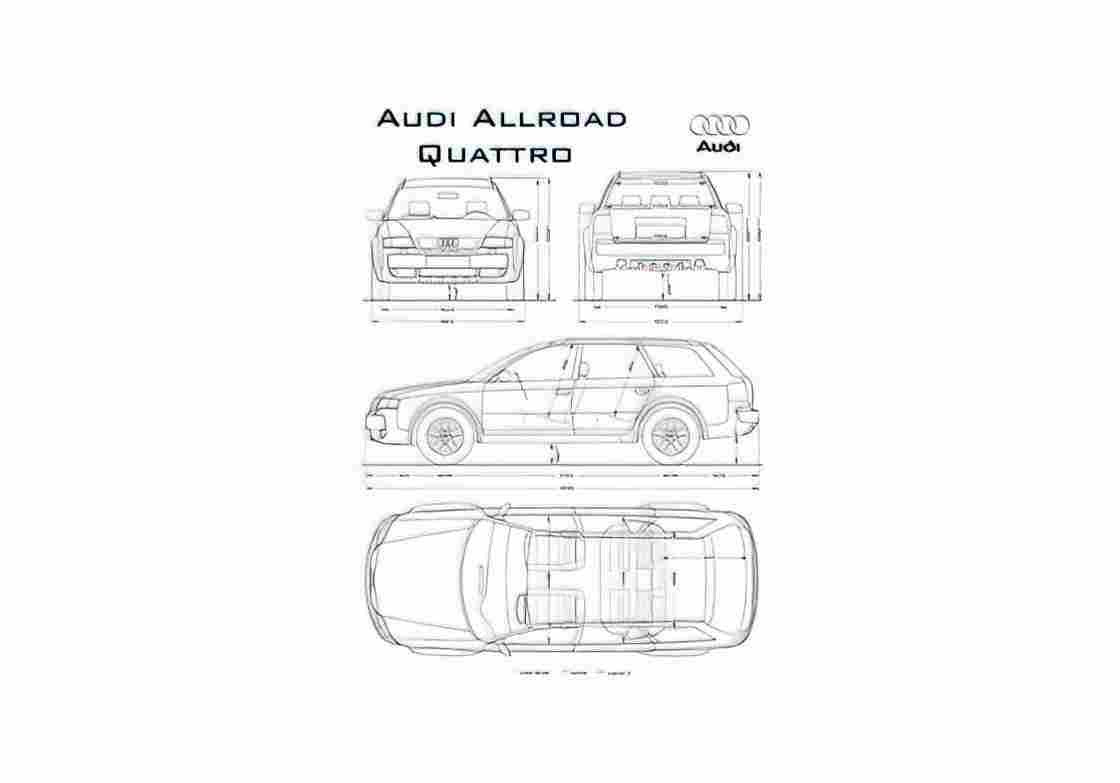 Blueprint Audi Allroad C5 Quattro Wagon 1999 A4 Photo Print