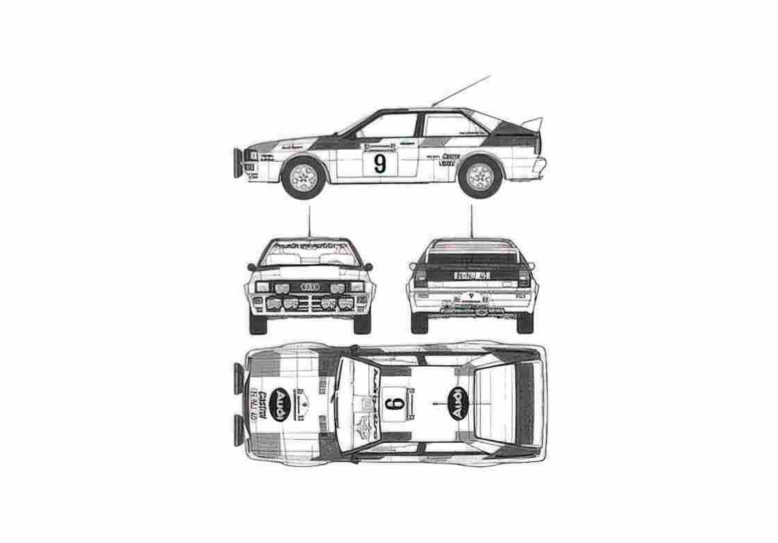 Blueprint Audi Quattro A2 Coupe 1981 A4 Photo Print
