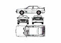 Blueprint Audi Quattro Coupe 1980 A4 Photo Print