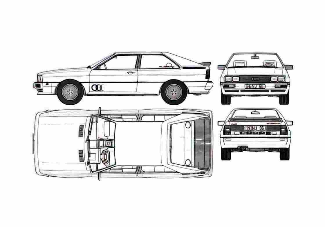 Blueprint Audi Quattro Coupe 1981 A4 Photo Print