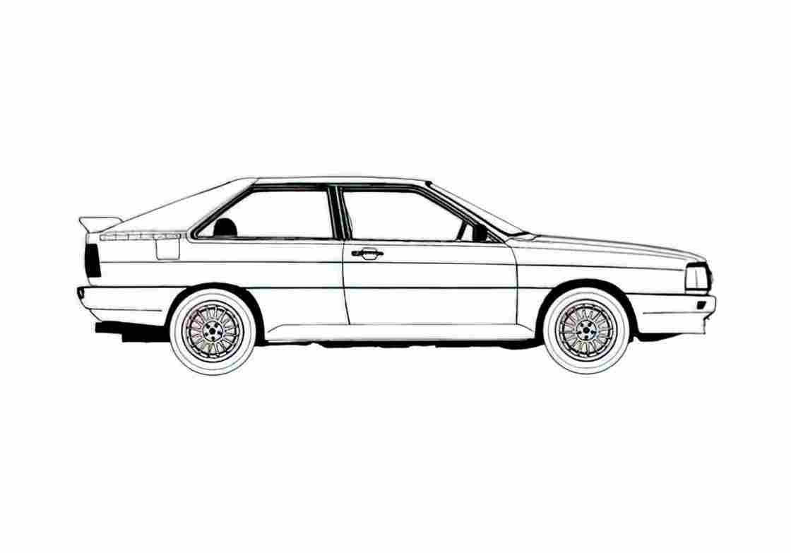 Blueprint Audi Quattro Coupe 1986 A4 Photo Print