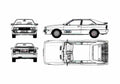 Blueprint Audi Quattro Hatchback 1984 A4 Photo Print
