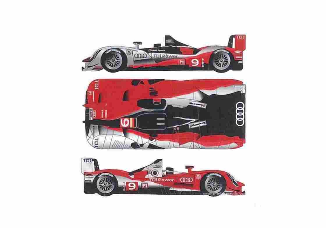 Blueprint Audi R15 OW 2010 A4 Photo Print