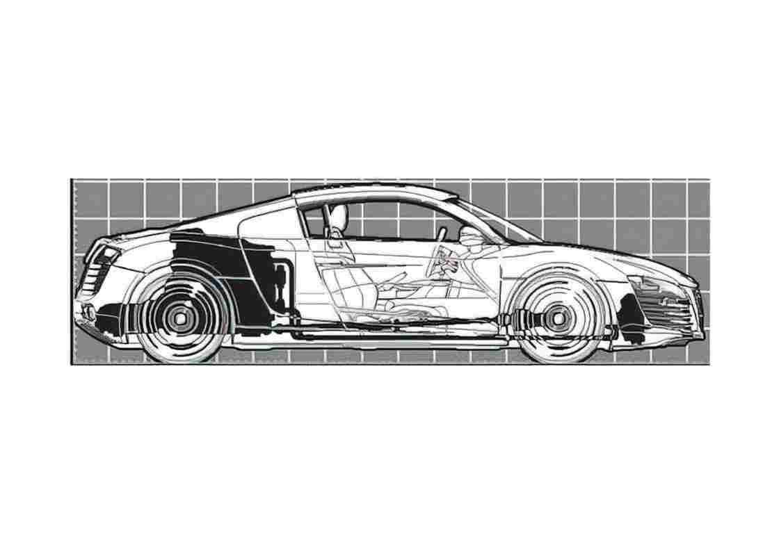 Blueprint Audi R8 4.2 FSI Coupe 2008 A4 Photo Print