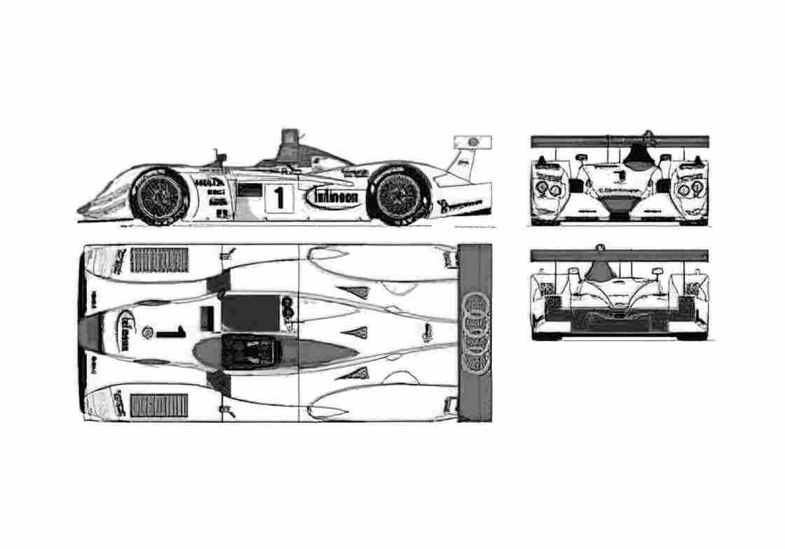Blueprint Audi R8 C LM Coupe 2001 A4 Photo Print