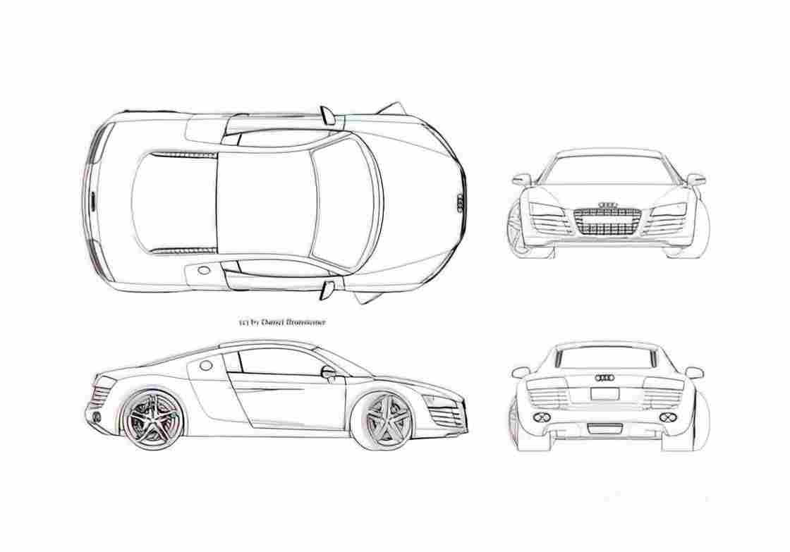 Blueprint Audi R8 Coupe 2006 A4 Photo Print