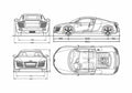 Blueprint Audi R8 Coupe 2008 A4 Photo Print