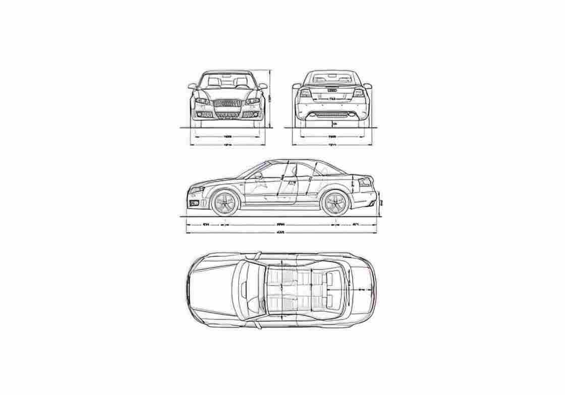 Blueprint Audi RS4 B7 Typ 8E) Quattro Cabriolet 2006 A4 Photo Print