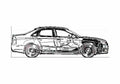 Blueprint Audi RS4 B7 Typ 8E) Sedan 2008 A4 Photo Print
