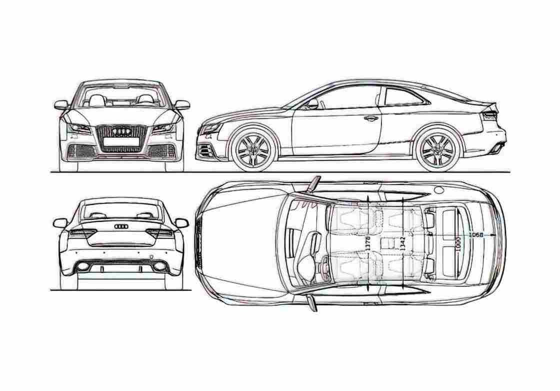 Blueprint Audi RS5 Coupe 2011 A4 Photo Print