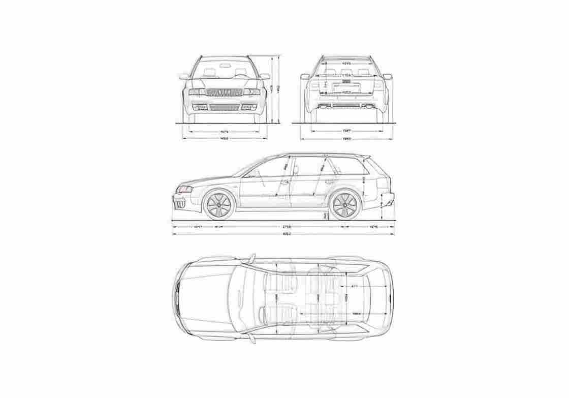 Blueprint Audi RS6 C5 Typ 4B) Avant Wagon 2002 A4 Photo Print
