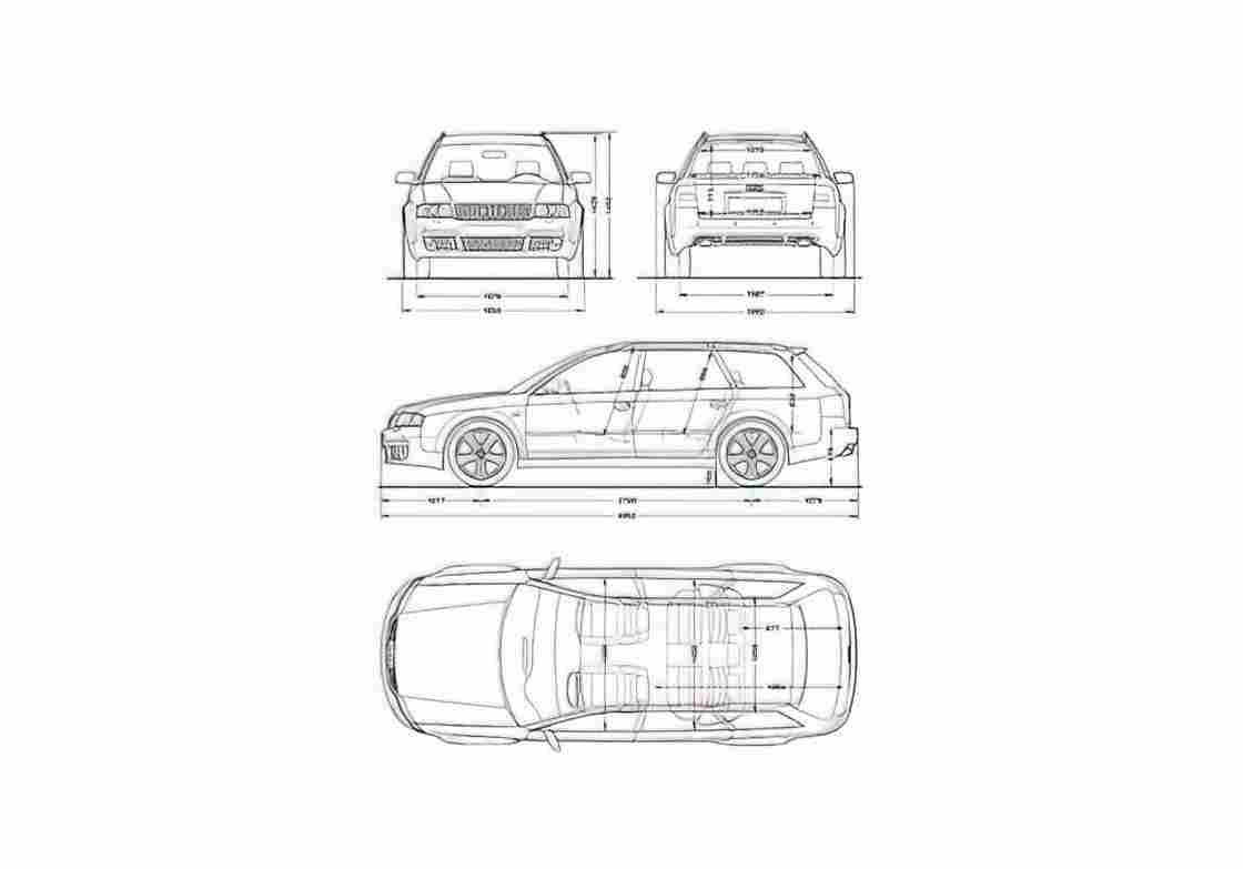 Blueprint Audi RS6 C5 Typ 4B) Wagon 2002 A4 Photo Print