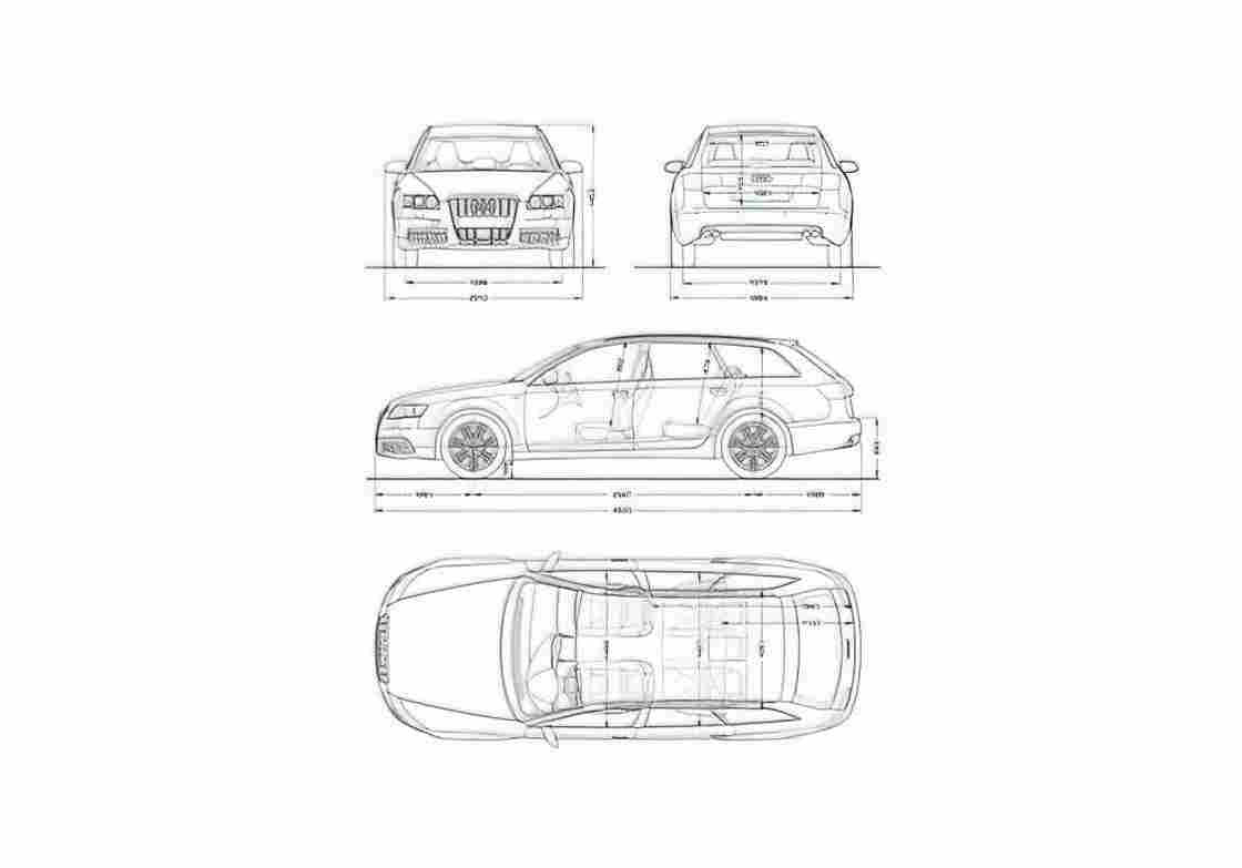 Blueprint Audi RS6 C6 Typ 4F) Avant Wagon 2008 A4 Photo Print