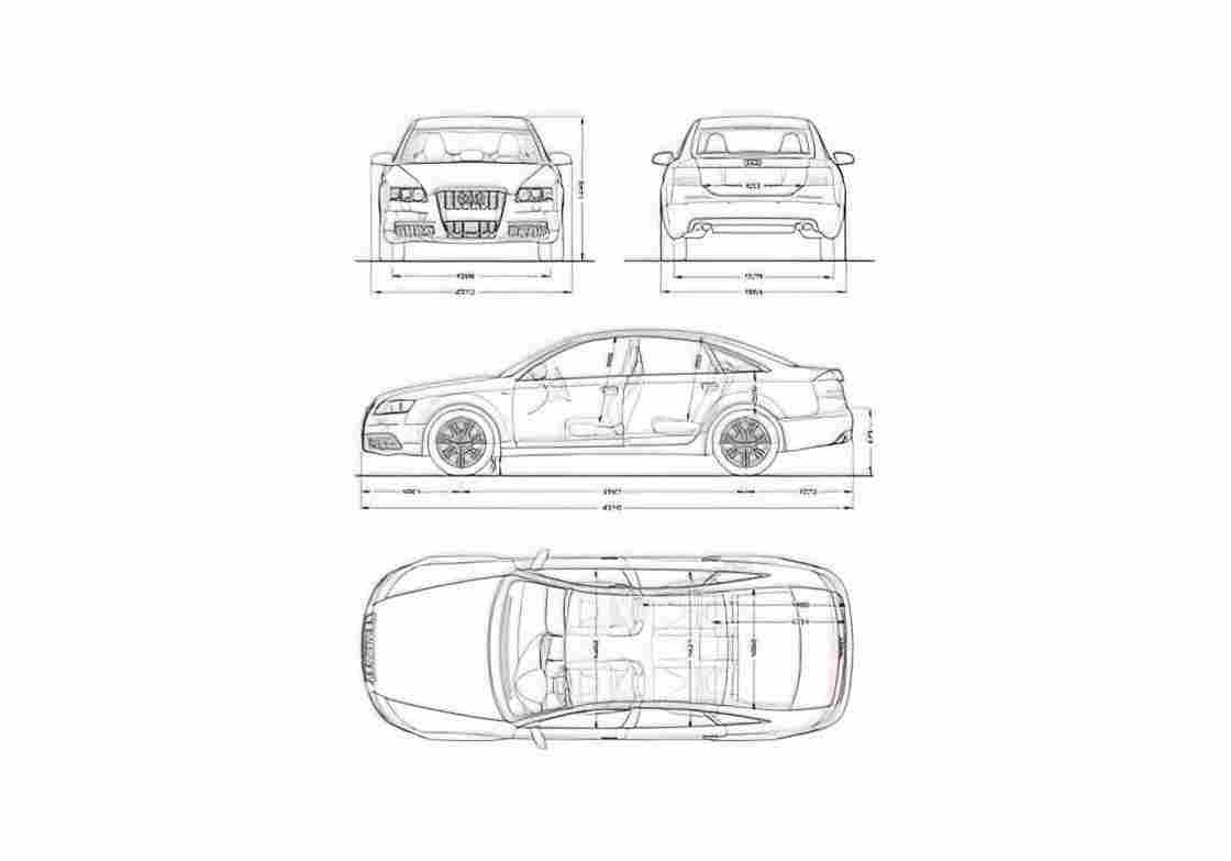 Blueprint Audi RS6 C6 Typ 4F) Sedan 2008 A4 Photo Print