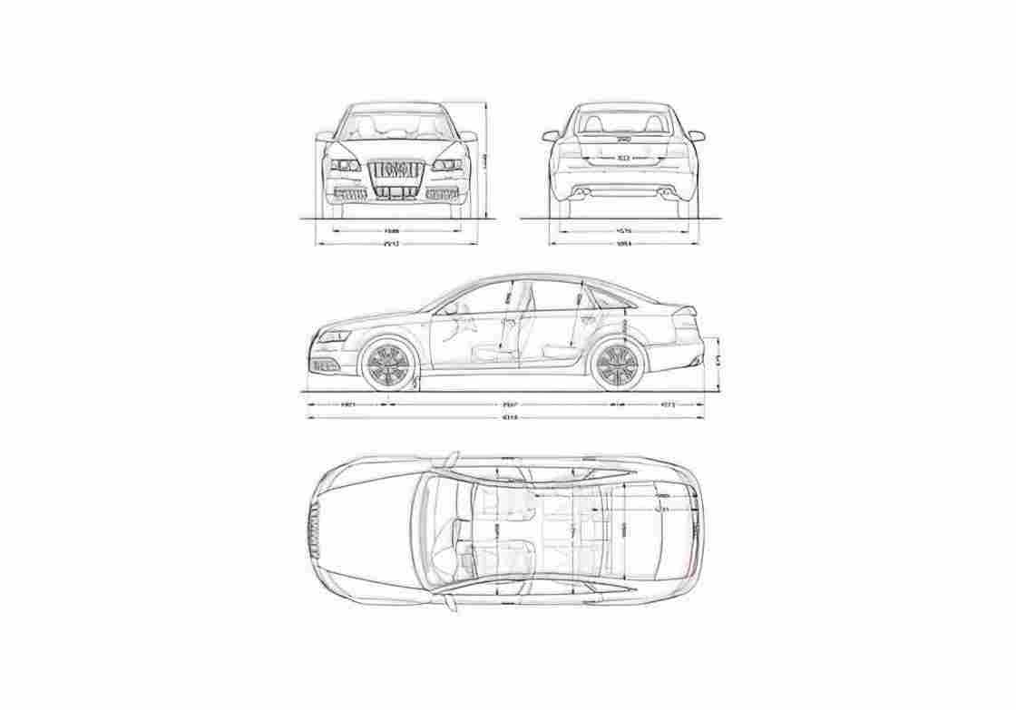 Blueprint Audi RS6 C6 Typ 4F) Wagon 2008 A4 Photo Print