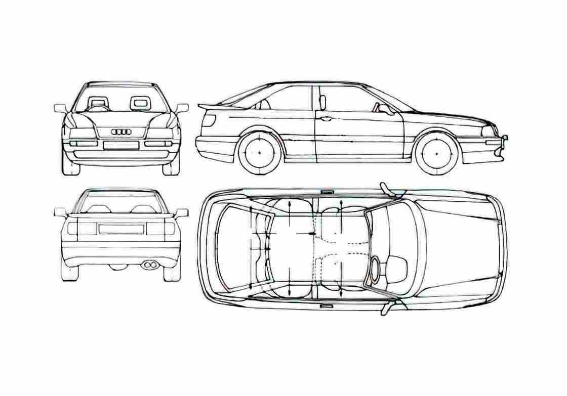 Blueprint Audi S2 B4 Coupe 1990 A4 Photo Print