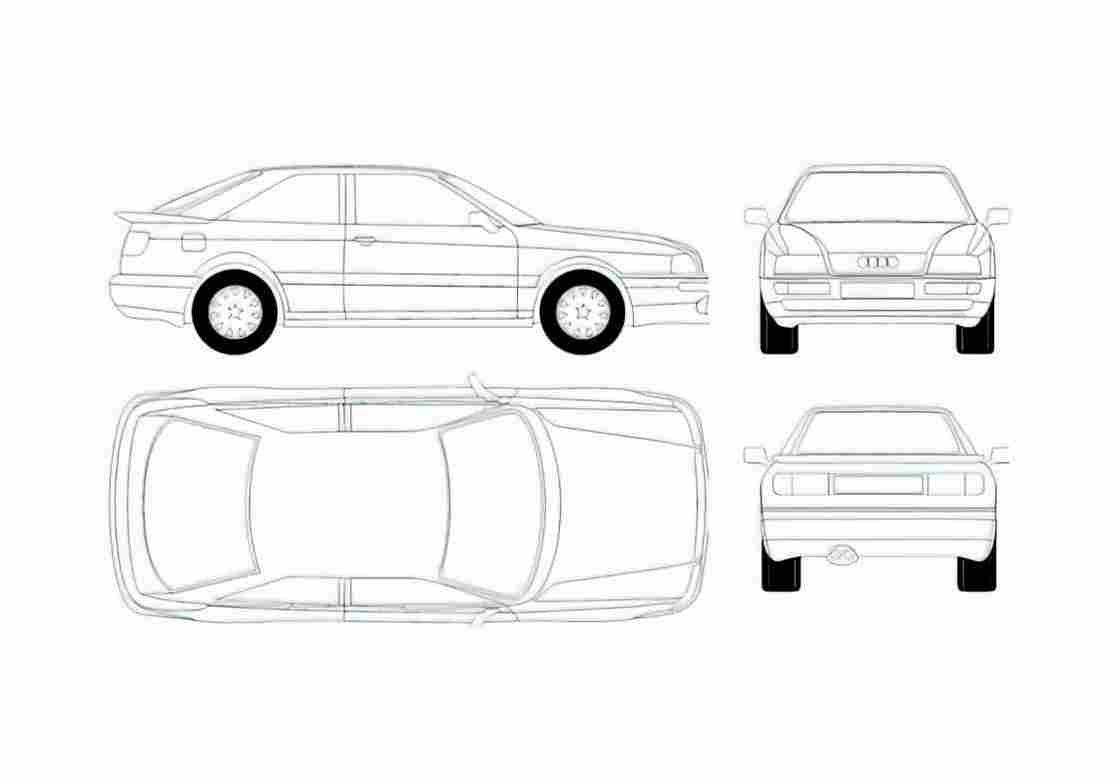 Blueprint Audi S2 B4 Coupe 1995 A4 Photo Print