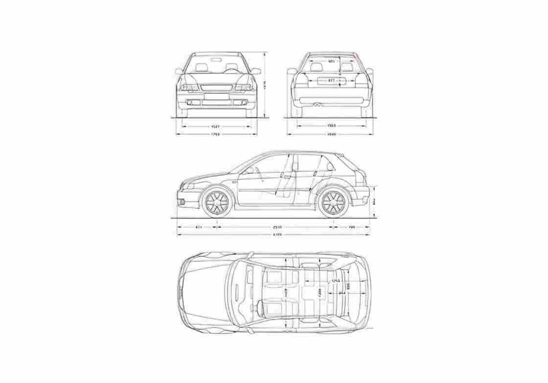Blueprint Audi S3 Hatchback 1998 A4 Photo Print