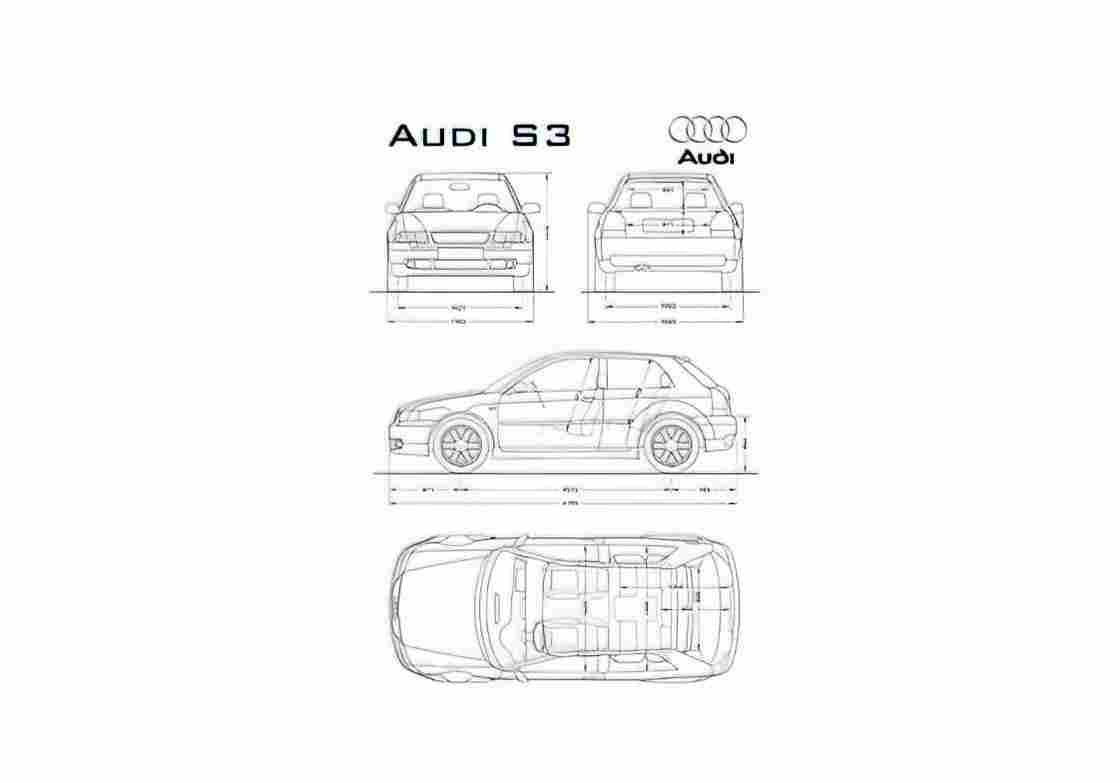 Blueprint Audi S3 Typ 8L) Hatchback 1999 A4 Photo Print