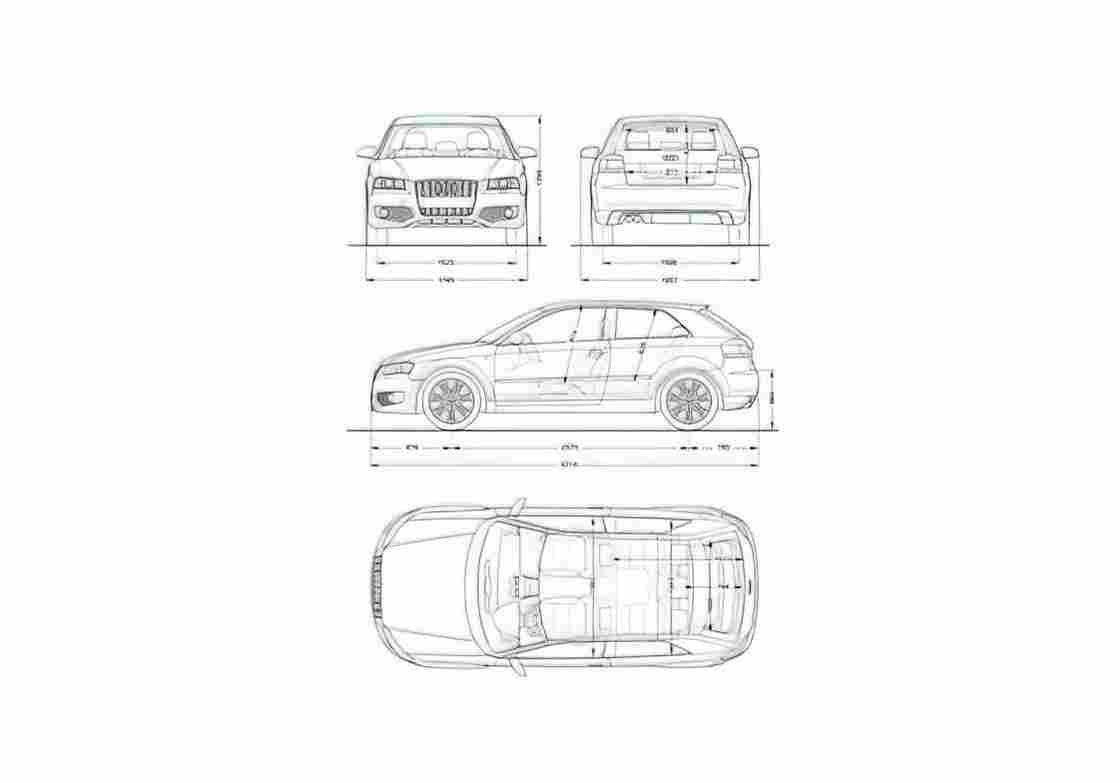 Blueprint Audi S3 Typ 8P) Hatchback 2008 A4 Photo Print