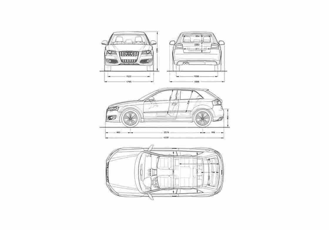Blueprint Audi S3 Typ 8P) Hatchback 2009 A4 Photo Print