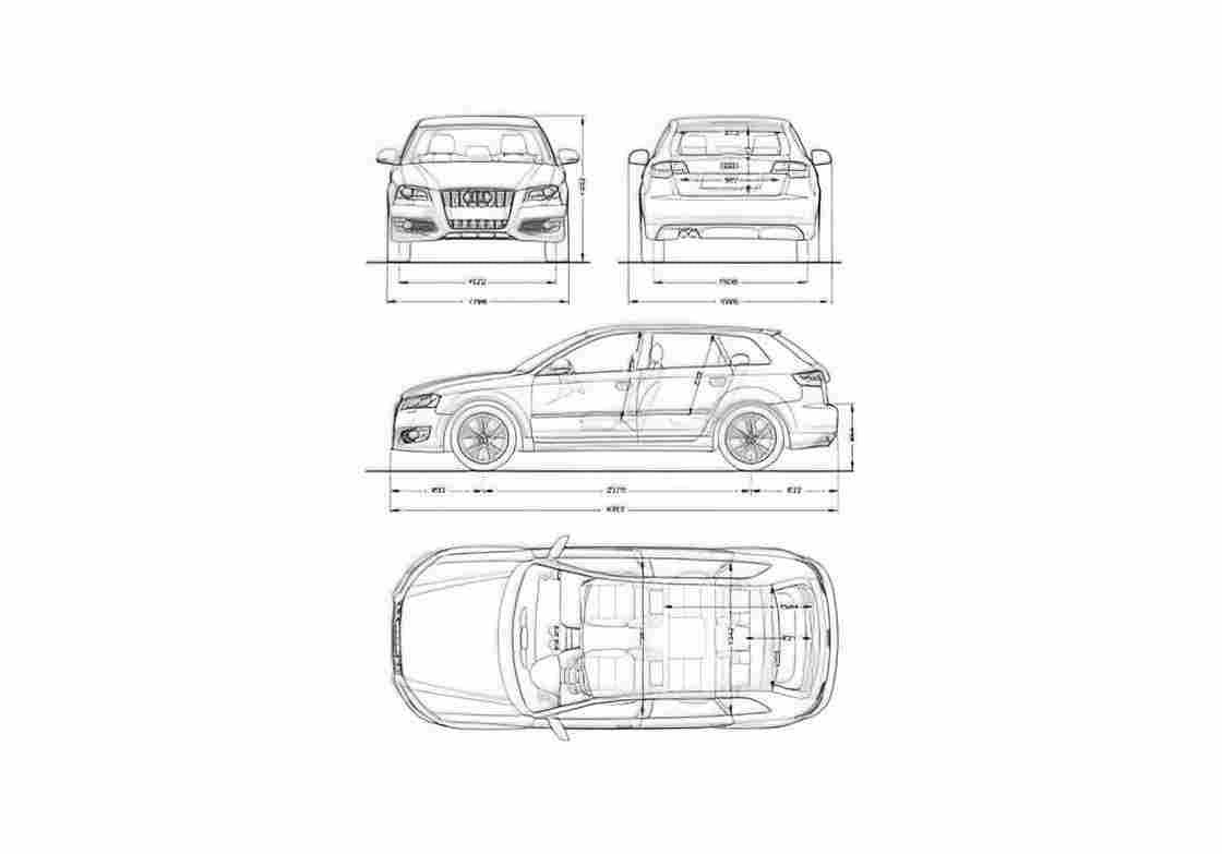 Blueprint Audi S3 Typ 8P) Sportback Hatchback 2009 A4 Photo Print