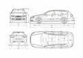 Blueprint Audi S4 B7 Typ 8E) Avant Wagon 2005 A4 Photo Print