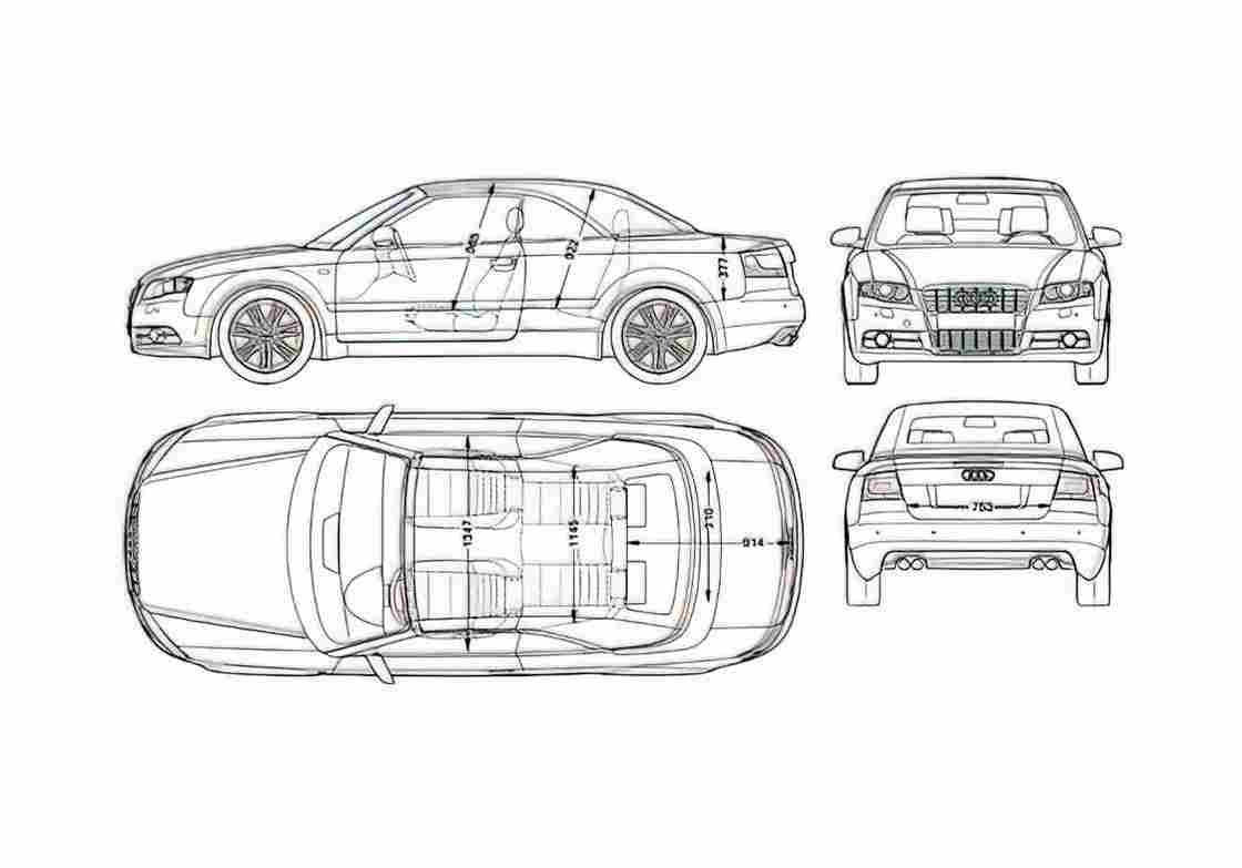 Blueprint Audi S4 B7 Typ 8H) Cabriolet 2005 A4 Photo Print