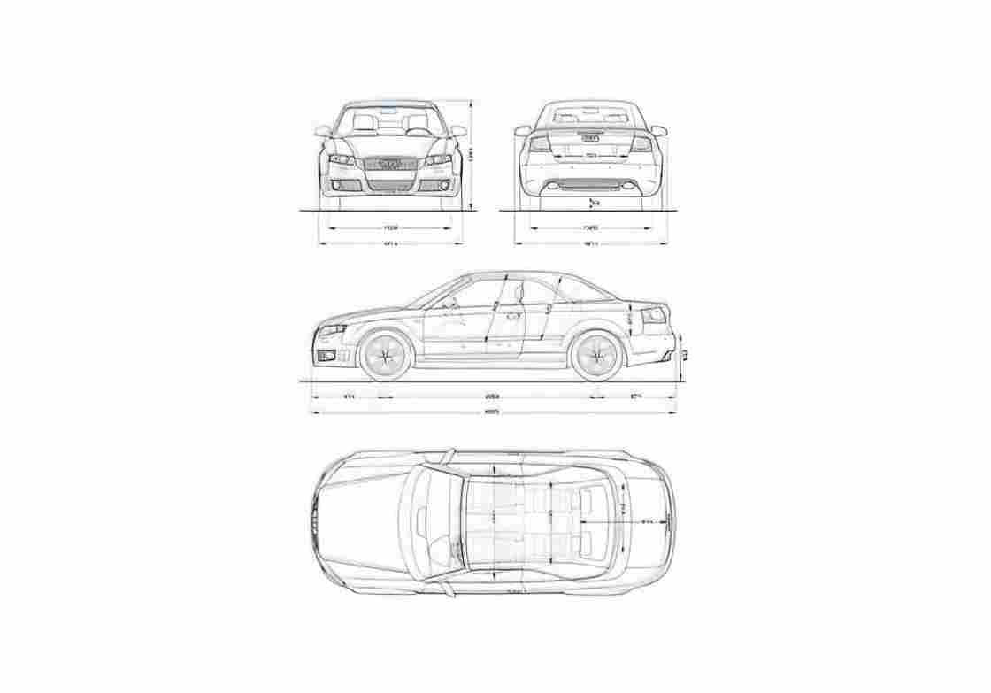 Blueprint Audi S4 B7 Typ 8H) Roadster Cabriolet 2008 A4 Photo Print