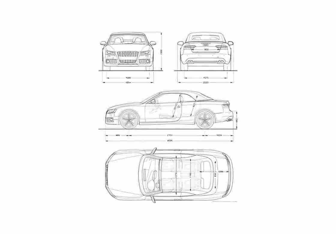 Blueprint Audi S5 Cabriolet 2010 A4 Photo Print
