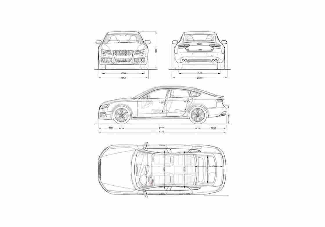 Blueprint Audi S5 Sportback Hatchback 2011 A4 Photo Print