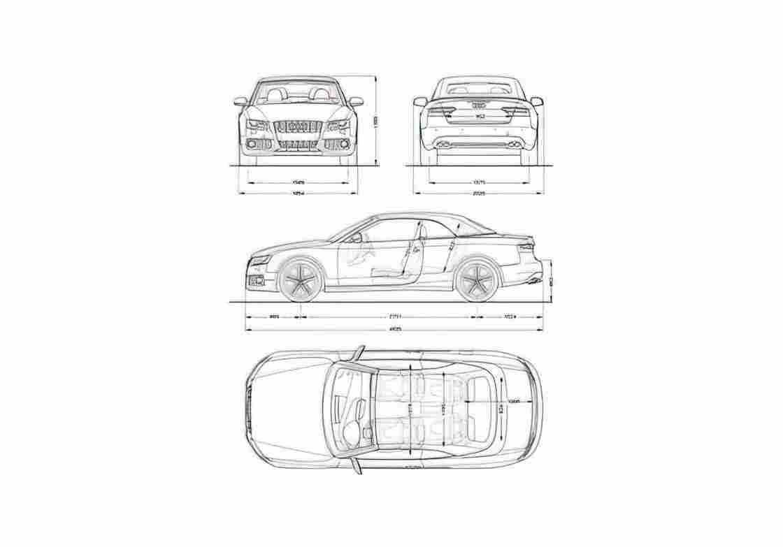 Blueprint Audi S5 Typ 8T) Convertible Cabriolet 2007 A4 Photo Print