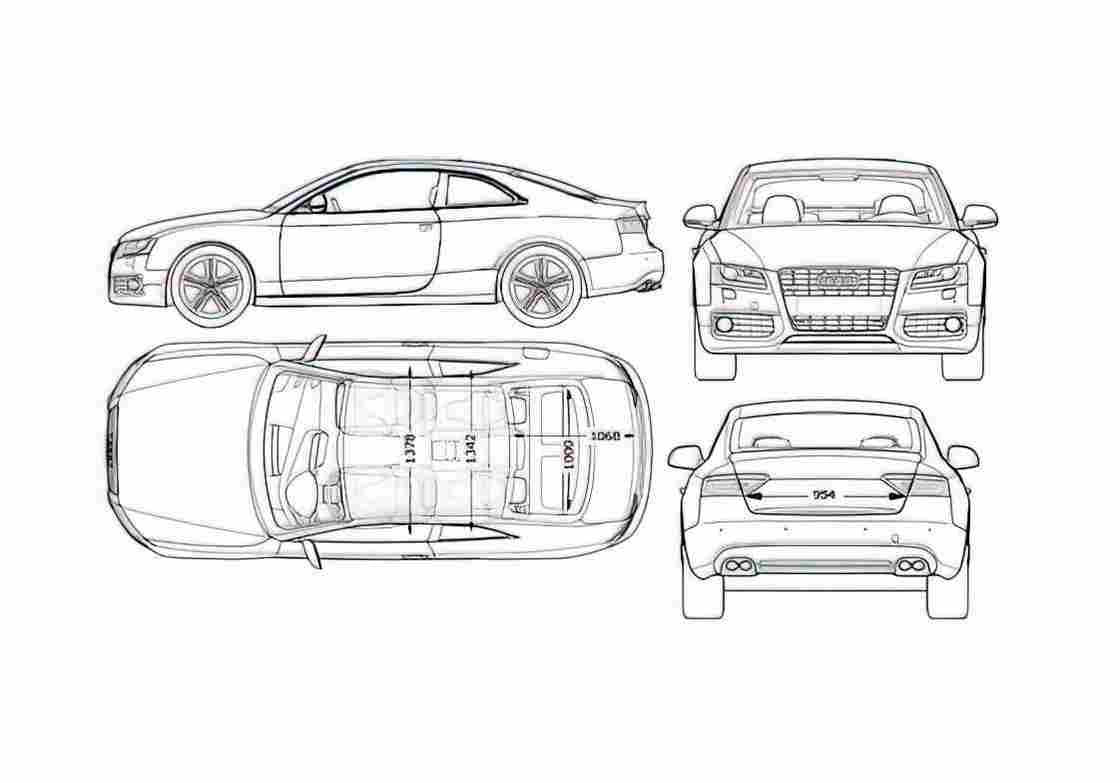 Blueprint Audi S5 Typ 8T) Coupe 2007 A4 Photo Print