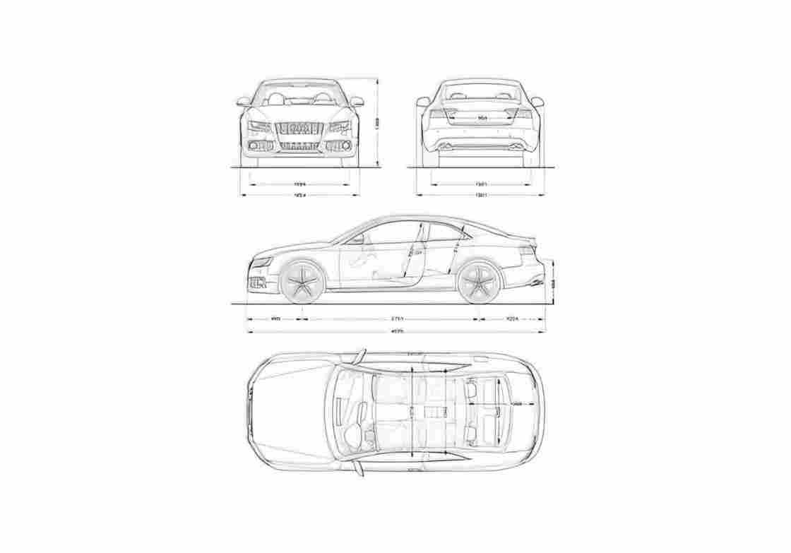Blueprint Audi S5 Typ 8T) Coupe 2008 A4 Photo Print