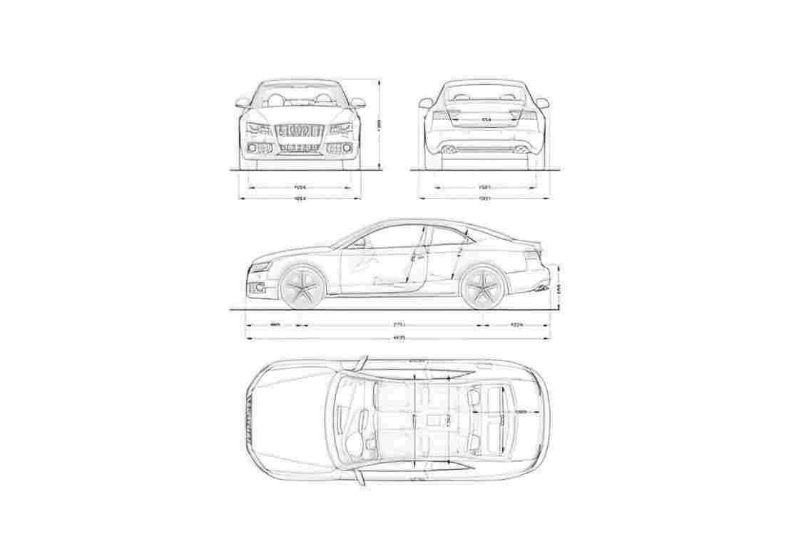 Blueprint Audi S5 Typ 8T) Sedan 2008 A4 Photo Print