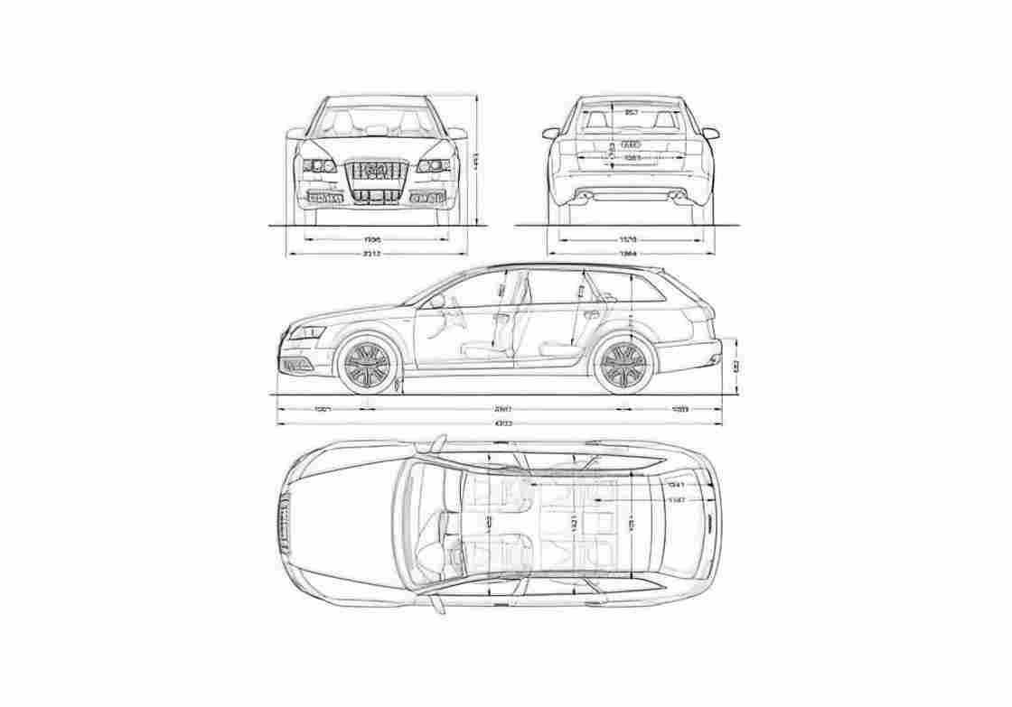 Blueprint Audi S6 C6 Typ 4F) Avant Wagon 2006 A4 Photo Print