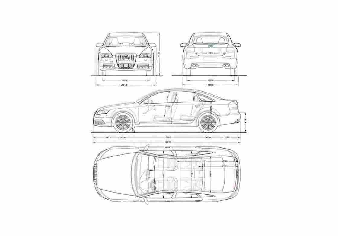 Blueprint Audi S6 C6 Typ 4F) Sedan 2006 A4 Photo Print