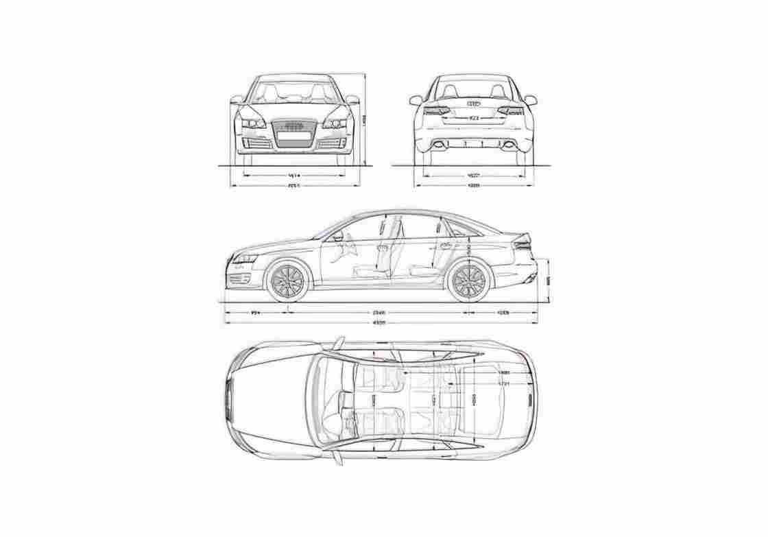Blueprint Audi S6 C6 Typ 4F) Sedan 2008 A4 Photo Print
