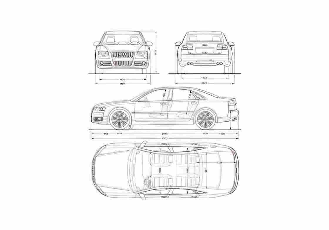 Blueprint Audi S8 D3 Typ 4E) Limousine 2005 A4 Photo Print
