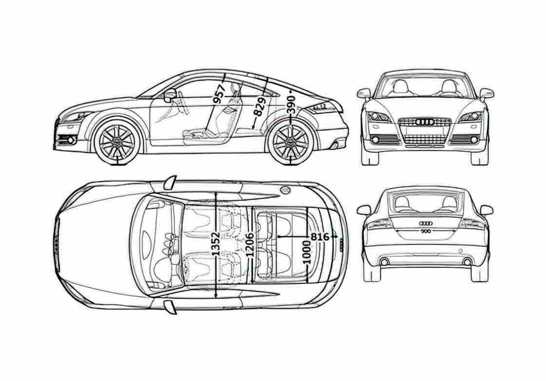 Blueprint Audi TT 8J Coupe 2006 A4 Photo Print