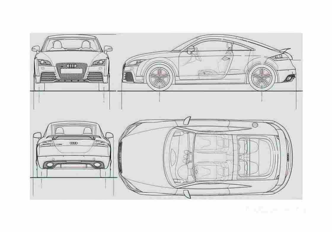 Blueprint Audi TT RS Coupe 2010 A4 Photo Print